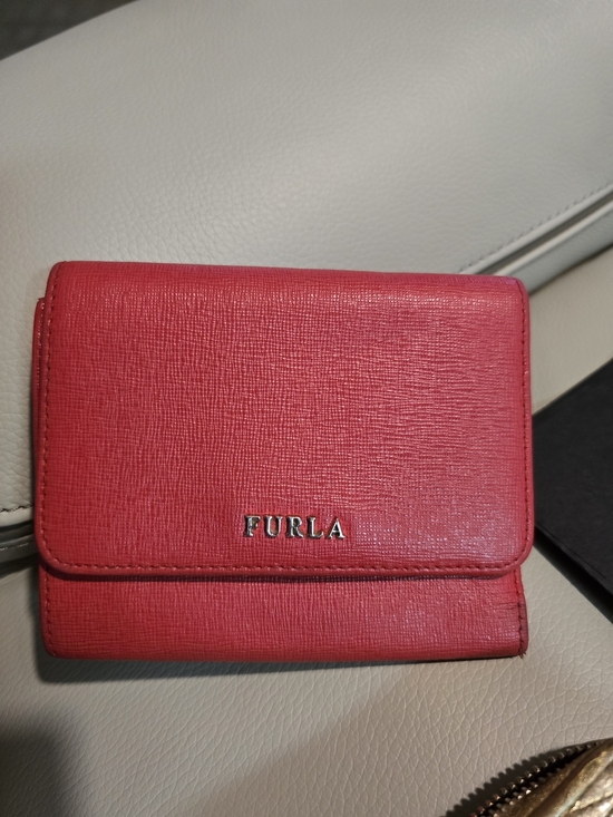 Furla Handbags - Furla Orange Red Leather Trifold Wallet Slight Rubbing Leather Paint Will Fix It